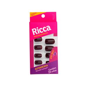 Unhas Postiças Ricca Auto Adesivas Quadrado Curto Chocolate