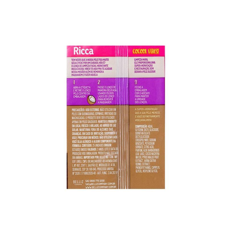 lenco-micelar-demaquilante-ricca-cocooi-vibes-c-25-unidades
