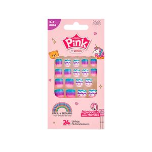 Unha Postiça Infantil Kiss New York Pink Rainbow