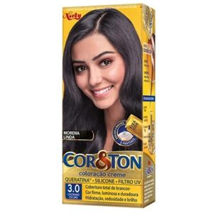 Kit Coloração Creme 3.0 Castanho Escuro Niely Cor&amp;Ton
