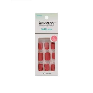 Unha Postiça Kiss NY Autocolante imPRESS Self Love curta - CRUSH