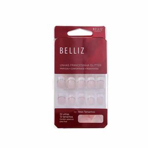 Unhas Postiças Belliz Francesinha Glitter 24 unidades